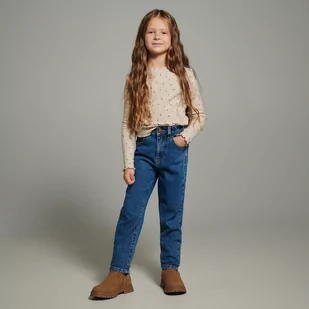 Reserved - Jeansy mom fit - Granatowy - Spodnie i spodenki dla dziewczynek - miniaturka - grafika 1