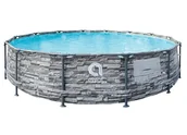 Baseny ogrodowe - VELACO Basen ogrodowy stelażowy okrągły AVENLI BRICK 457x107 cm w zestawie z pompą filtrującą kolor SZARY - miniaturka - grafika 1