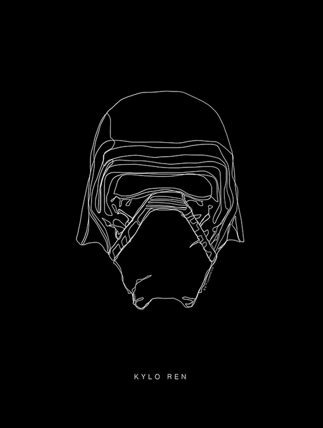 Disney plakat Linie Gwiezdnych Wojen Ciemna Strona Kylo czarno-białym - 611665 - 30 x 40 cm