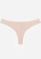 Majtki damskie - Beżowe Gładkie Majtki Stringi z Bawełną Chrysile - miniaturka - grafika 1