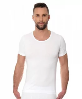 Koszulki męskie - Brubeck SS 00990A biała koszulka męska - grafika 1