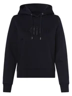 Bluzy damskie - Gant - Damska bluza z kapturem, niebieski - miniaturka - grafika 1