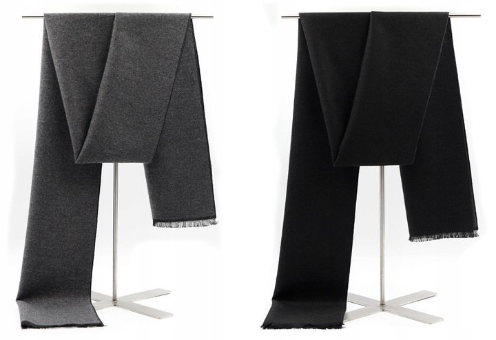 SZAL Szalik MĘSKI Zimowy Ciepły Dwustronny CZARNO - SZARY Pako Jeans