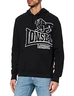 Bluzy męskie - Lonsdale London męski sweter z kapturem TADLEY, czarny/ecru, M - miniaturka - grafika 1