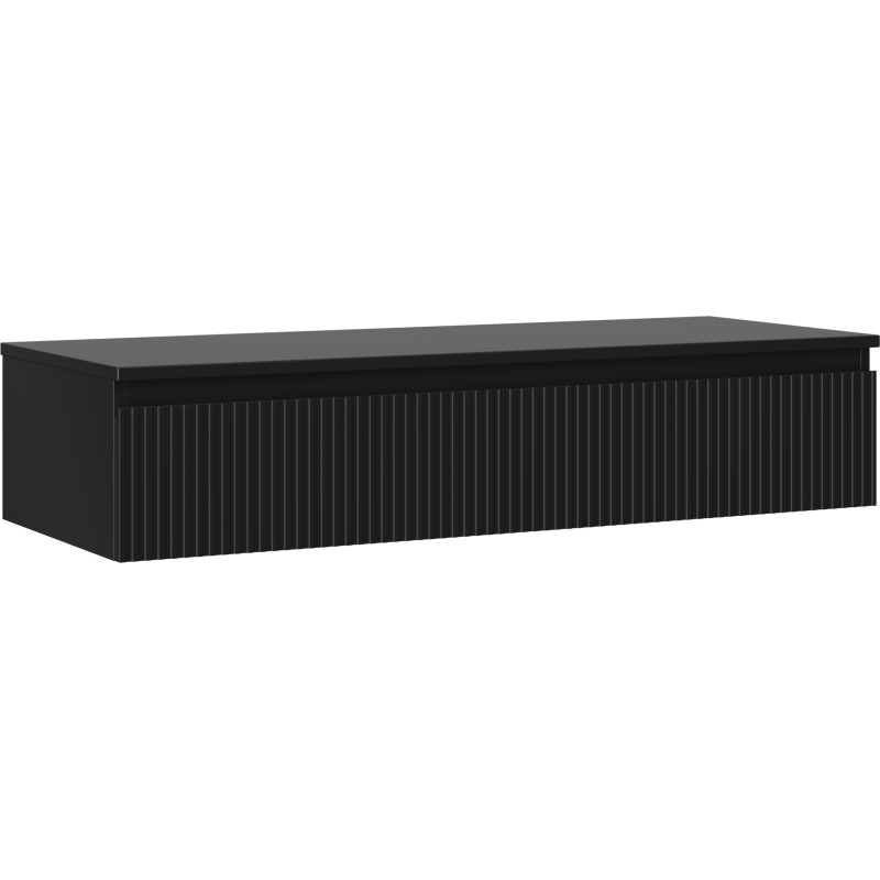 Mexen Rivel szafka łazienkowa podumywalkowa 120 cm z blatem, 1 szuflada, ryflowana , czarna mat - 91A20-12023-1-BFC71