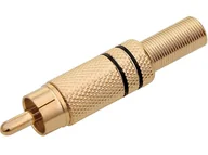Kable - 1557# Wtyk rca chinch złoty mały czarny - miniaturka - grafika 1