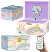 Pozytywki dla dzieci - Muzyczna Szkatułka Jednorożec - Magiczny Prezent Dla Dziewczynki – Pozytywka z Tańczącą Figurką + Schowek na Skarby + EBOOK-1 - miniaturka - grafika 1