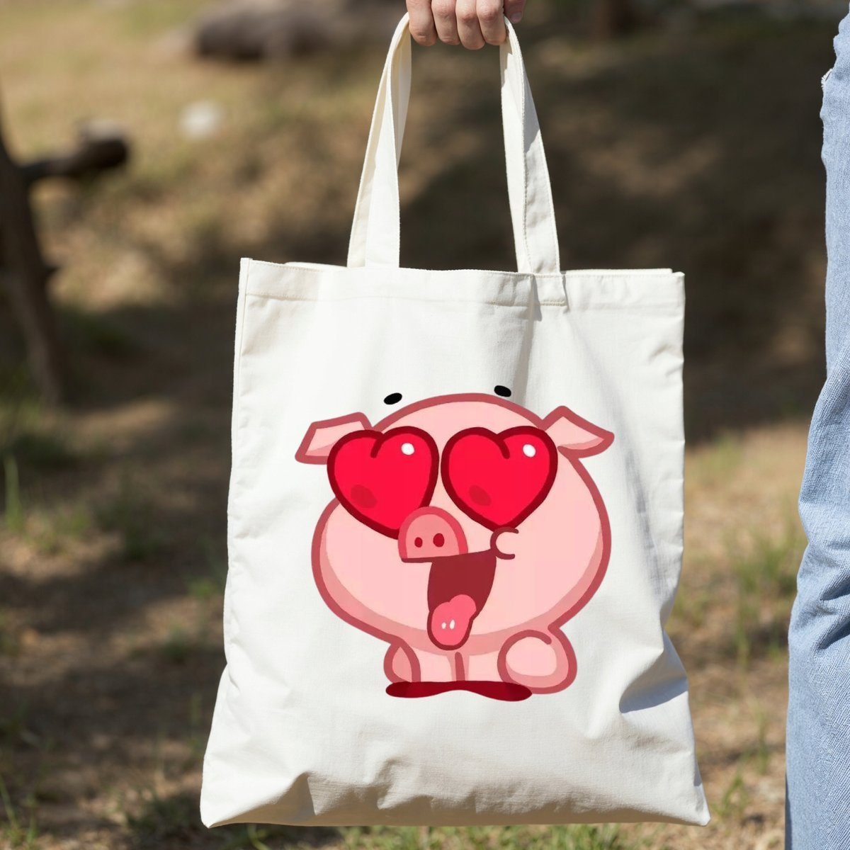 Torba z nadrukiem/bawełniana Walentynki Serce Świnka Świnia
