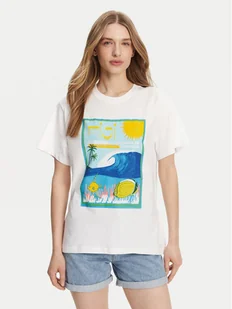 Roxy T-Shirt ERJZT05899 Biały Relaxed Fit - Koszulki i topy damskie - miniaturka - grafika 1