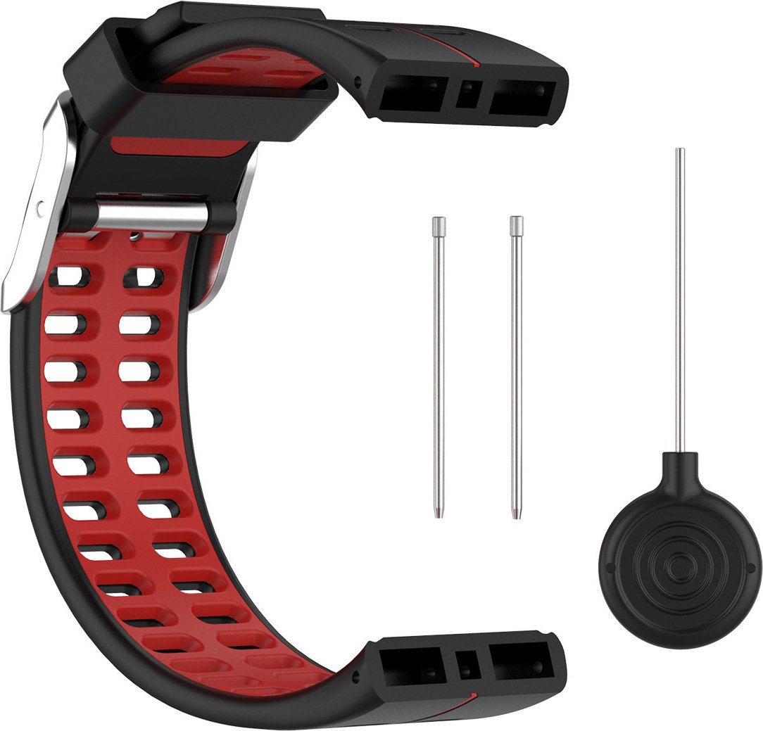 INF Silikonowy pasek do zegarka Polar V800 GPS Smartwatch Czarny + Czerwony