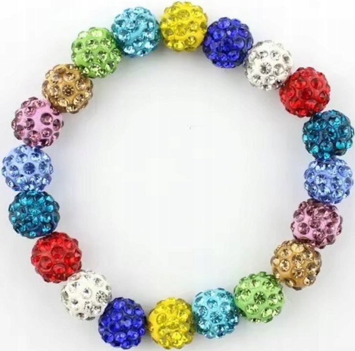 Kolorowa Bransoletka z Koralików Shamballa Elastyczna Ręcznie Robiona