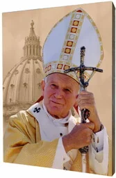 Jan Paweł II - obraz religijny na desce lipowej - Ikony i obrazy sakralne - miniaturka - grafika 1