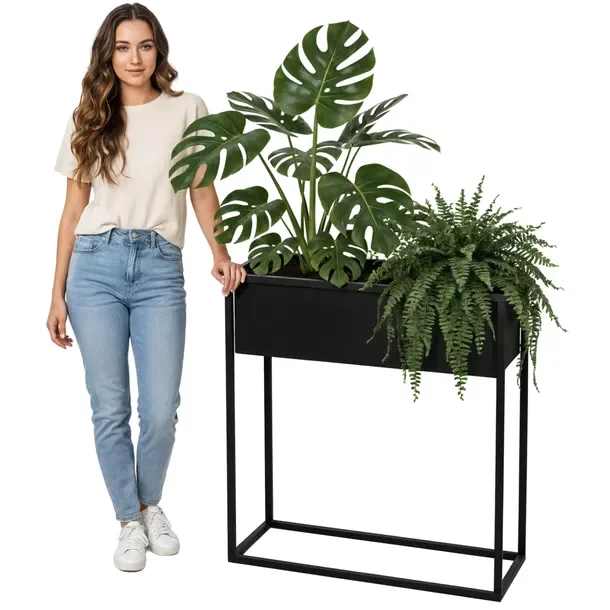 Kwietnik Loft Metalowy Stojący Stojak Na Kwiaty Czarny 60cm Produkt Polski