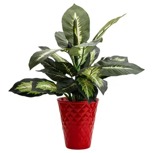 Doniczka Osłonka Pikowana 15x17 cm Czerwony Ceramika - Donice - miniaturka - grafika 1