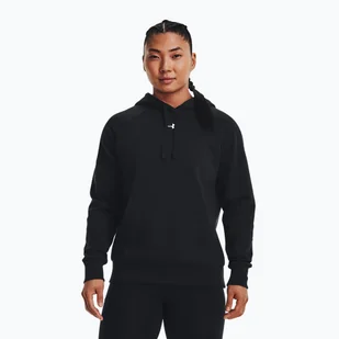 Bluza damska Under Armour Rival Fleece Hoodie black/white WYSYŁKA W 24H 30 DNI NA ZWROT - Sport OUTLET - miniaturka - grafika 1