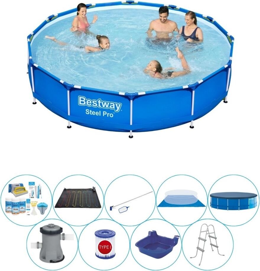 Basen z akcesoriami - Bestway Steel Pro 366x76 cm okrągły
