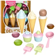 Zabawki AGD - Zestaw Lodów i Słodkośći Babeczki Makaroniki Odgrywanie Ról LEAN Toys - miniaturka - grafika 1