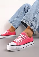 Trampki damskie - Fuksjowe Klasyczne Trampki Przed Kostkę Xarosa - miniaturka - grafika 1