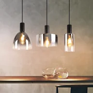 Lampy sufitowe - Vintage lampa wisząca do jadalni w kolorze dymu szarego szkła E27 z regulacją wysokości do salonu - miniaturka - grafika 1