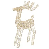 Ozdoby bożonarodzeniowe - Renifer złoty świecący na metalowym stelażu 46 cm - miniaturka - grafika 1