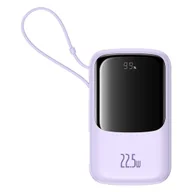 Powerbanki - Powerbank 10000mAh 22.5W z wyświetlaczem wbudowanym kablem USB-C Qpow Pro+- fioletowy - miniaturka - grafika 1