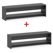 Wyposażenie sportowe i gimnastyczne - Ławka szatniowa z półka na obuwie 1+1 GRATIS, wzmocniona, 1500 mm, grafitowy - miniaturka - grafika 1