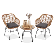 Meble ogrodowe - Stół i krzesła na balkon KUBU 2+1, Beige - FOCUS GARDEN - miniaturka - grafika 1