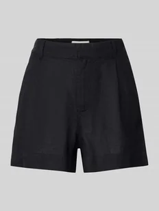 Szorty lniane o kroju regular fit z zakładkami w pasie - Spodenki damskie - miniaturka - grafika 1