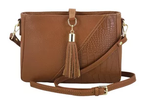 Torebki skórzane z ozdobnym frędzlem - Brązowe jasne - Torebki damskie Torebki skórzane z ozdobnym frędzlem - Brązowe jasne - Torebki damskie - miniaturka - grafika 1