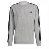 Bluzy męskie - Bluza adidas Essentials French Terry 3-Stripes GK9101 - szara - miniaturka - grafika 1