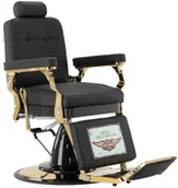 Fotele fryzjerskie - Fotel fryzjerski barberski hydrauliczny do salonu fryzjerskiego barber shop Kostas Gold Barberking w 24H - miniaturka - grafika 1