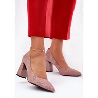 Czółenka - Eleganckie Czółenka Na Słupku Vinceza 62223 Różowe - miniaturka - grafika 1