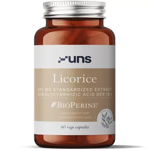 UNS Licorice 400mg Standardized Extract 20% Glycyrrhizic Acid Der 15:1 60vegcaps - Witaminy i minerały dla sportowców - miniaturka - grafika 1