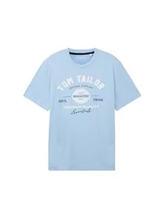 T-shirt męski TOM TAILOR z nadrukiem logo wykonany z bawełny, 32245-wyblakły średni niebieski, XXL - Koszulki męskie - miniaturka - grafika 1