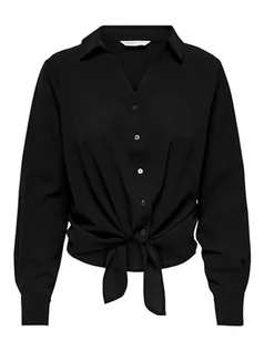 Bluzki damskie - ONLY Women's Onlnova Life L/S Knot Shirt SOLID PTM bluzka, czarna, M, czarny, M - grafika 1