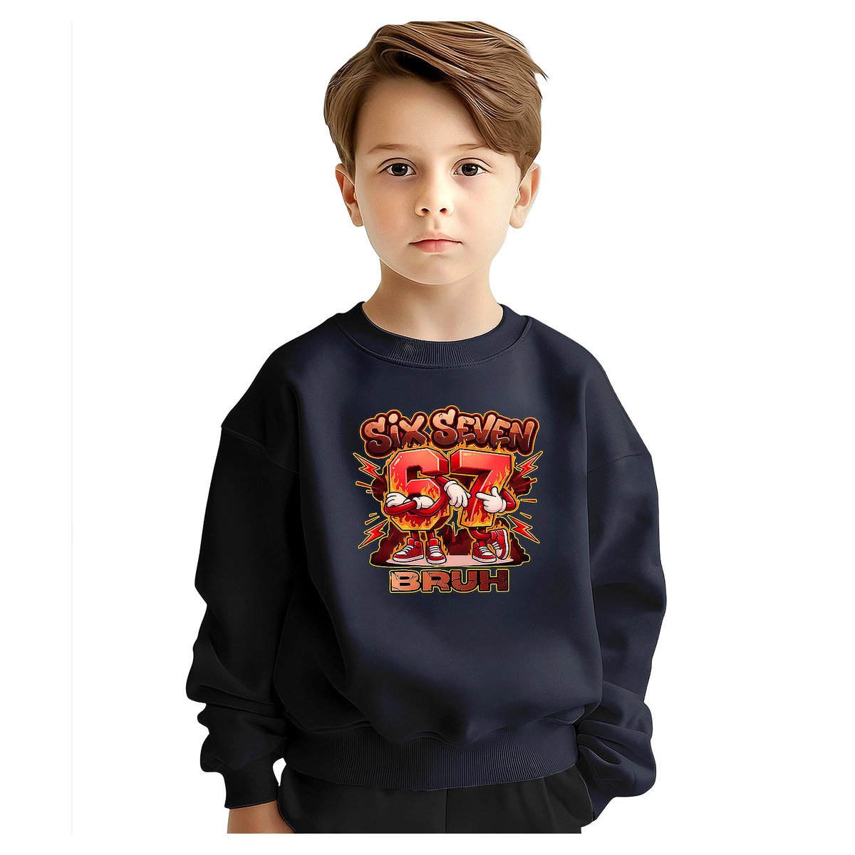 BLUZA DZIECIĘCA 67 SIX SEVEN VIRAL BRUH 104 DLA CHŁOPCA DZIEWCZYNKI