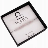 Bransoletki - Bransoletka Znak Zodiaku WAGA Kamienie Naturalne Kwarc Różowy Prezent 925 - miniaturka - grafika 1