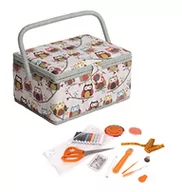 Akcesoria i części do maszyn do szycia - Hobby Gift Exclusive wstępnie wypełnione pudełko do przechowywania rękodzieła z 94-częściowym zestawem do szycia w zestawie, 18,5 x 25,5 x 14,5 cm, sowa - miniaturka - grafika 1