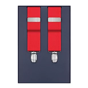 Szelki do spodni czerwone z fakturą gładkie EM - EM Men's Accessories - Dodatki do ubrań - miniaturka - grafika 1