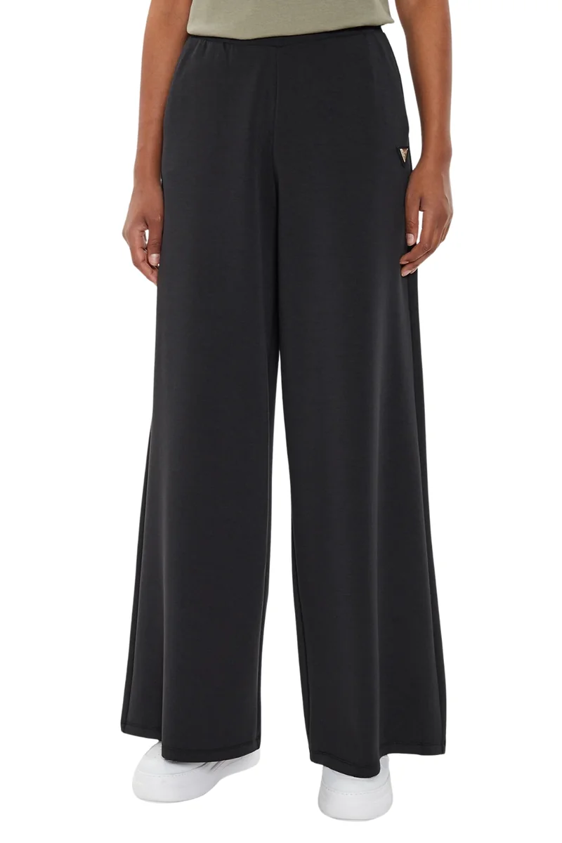 GUESS Czarne damskie spodnie dresowe Olympe Wide Leg L