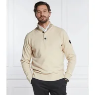 Swetry męskie - Calvin Klein Sweter LYCRA BLEND BUTTON QUARTER ZIP Regular Fit z dodatkiem wełny - miniaturka - grafika 1