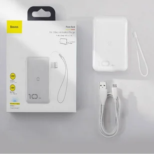 Baseus Mini S power bank 10000mAh 18W bezprzewodowa ładowarka Qi 10W USB / USB Typ C PowerDelivery QC3.0 biały (PPXFF10W-02) - Ładowarki do telefonów - miniaturka - grafika 24