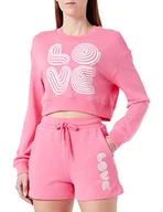 Bluzy damskie - Love Moschino Damska bluza z długim rękawem z okrągłym dekoltem, Fuchsia, 48 - miniaturka - grafika 1