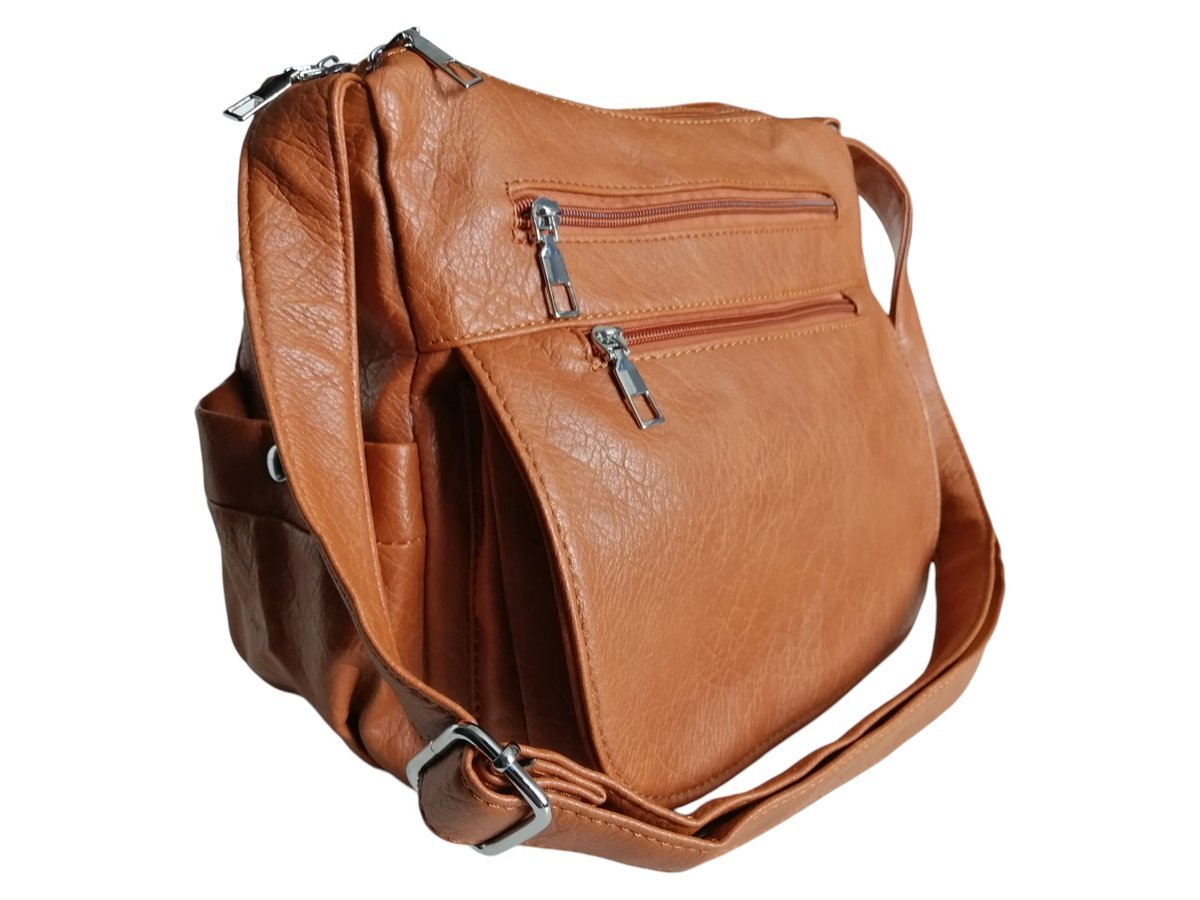 Brazowa Srednia Torebka Z Wieloma Kieszeniami Modna Listonoszka Na Ramie A5