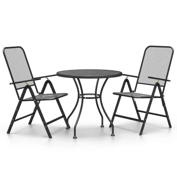 Zestaw Mebli Ogrodowych z Metalowej Siatki, Antracytowy, 80 x 72 cm, 56,5 x
