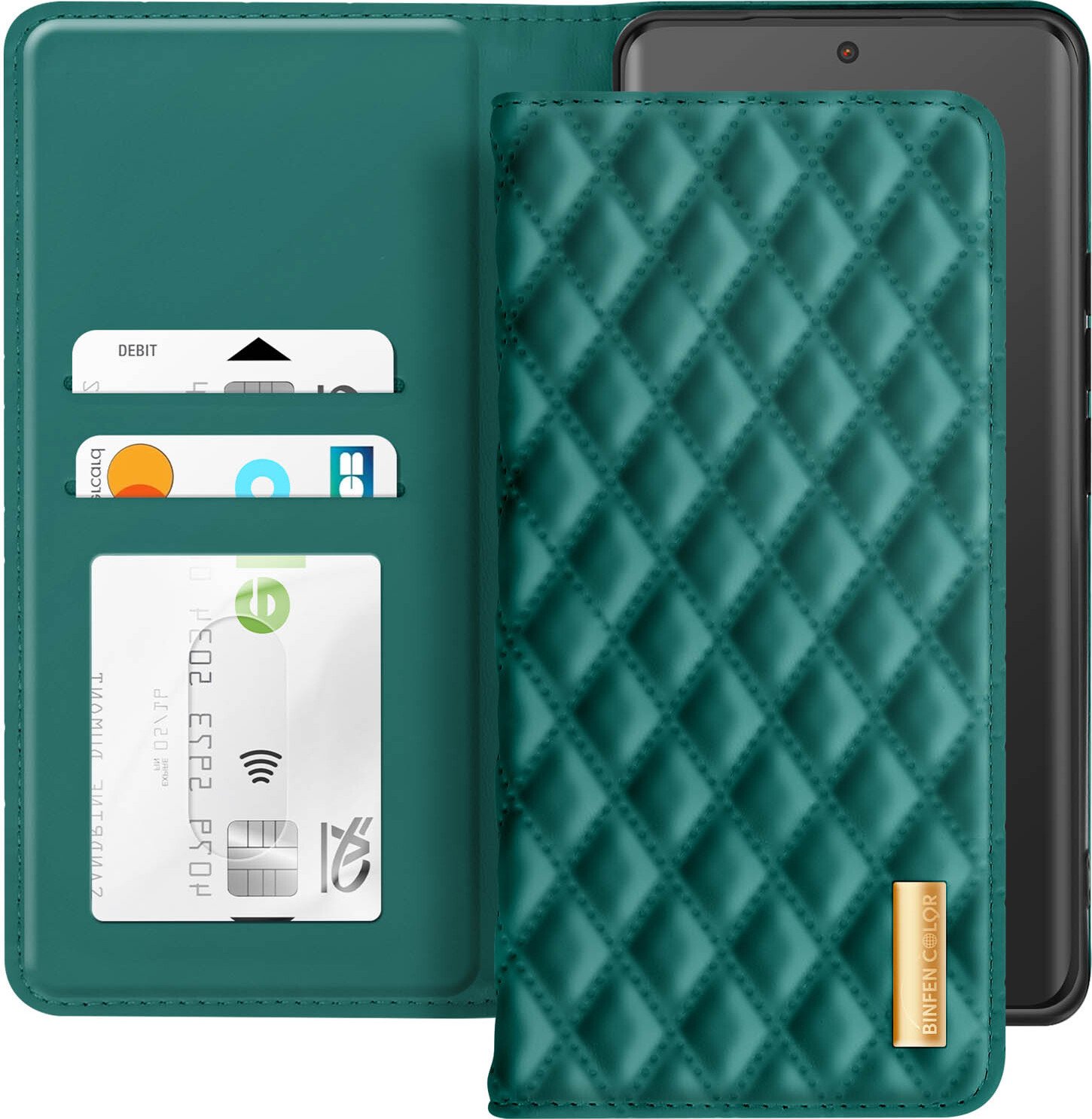 Avizar, etui portfelowe dla Redmi Note 14 Pro i Pro Plus z diamentowym wzorem, niebiesko-zielone