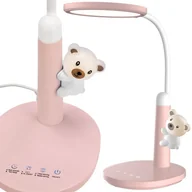 Lampy stojące - Lampka na biurko dla dzieci, szkolna, różowa z misiem - miniaturka - grafika 1