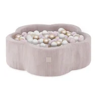 Suche baseny - MISIOO Suchy basen kwiatek 95x30 jasny róż sztruks premium Floral Fun Zone 200piłek: perłowy jasny różowy perłowy złoty - miniaturka - grafika 1