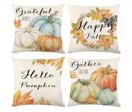 Poszewki na poduszki - POSZEWKI 45x45 DYNIA JESIENNE LIŚCIE HALLOWEEN POMARAŃCZOWE DEKORACYJNE - miniaturka - grafika 1