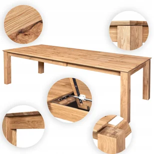 Stół Do Jadalni Rozkładany Lite Drewno Dębowe 200-300x100 cm Padua - Stoły - miniaturka - grafika 1